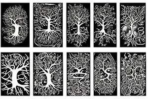 A tree of life build out of the numbers one and zero dark and computer science hacker stuff tattoo idea