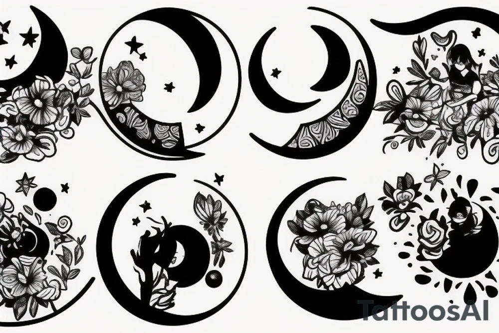 girl talking to a moon tattoo idea