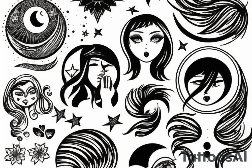 girl talking to a moon tattoo idea