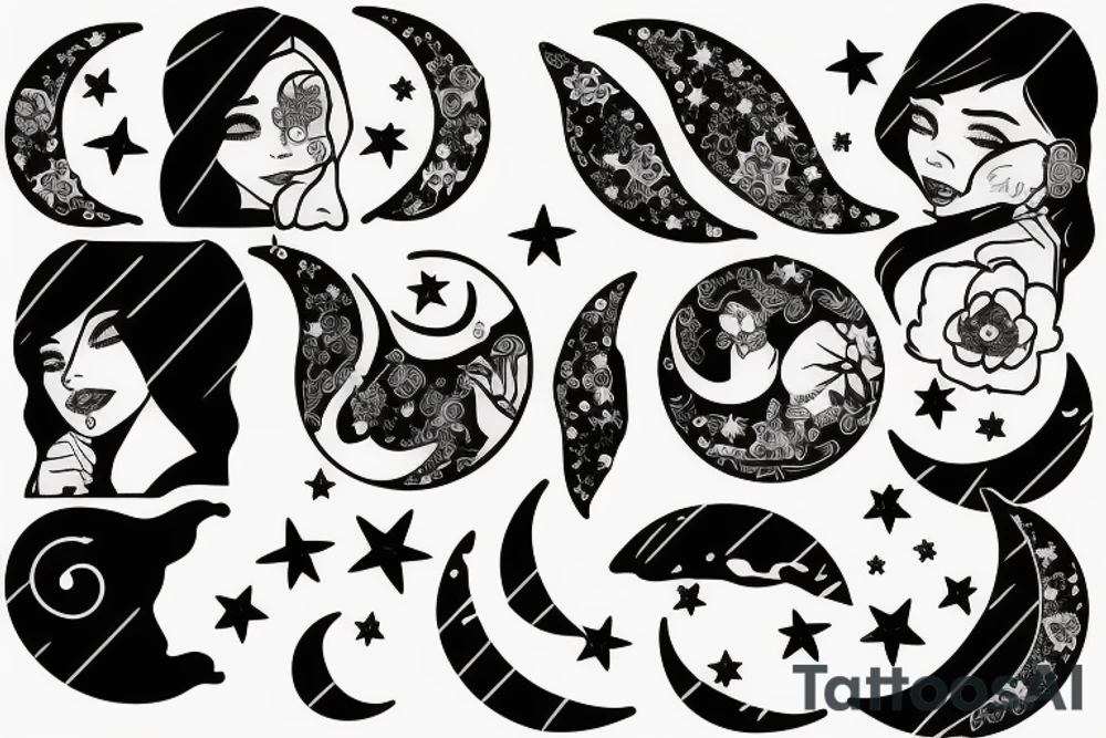 girl talking to a moon tattoo idea