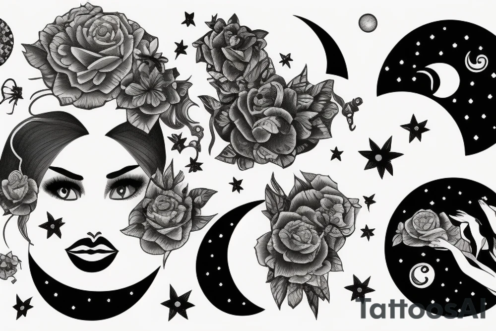 girl talking to a moon tattoo idea