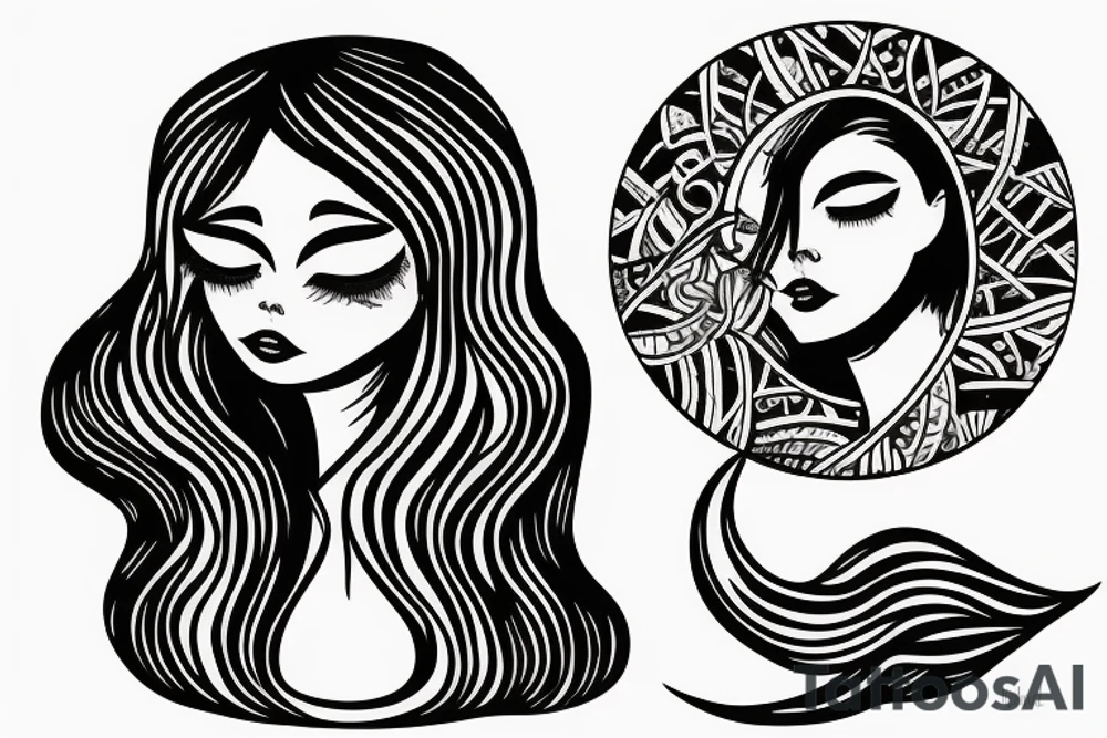 girl talking to a moon tattoo idea