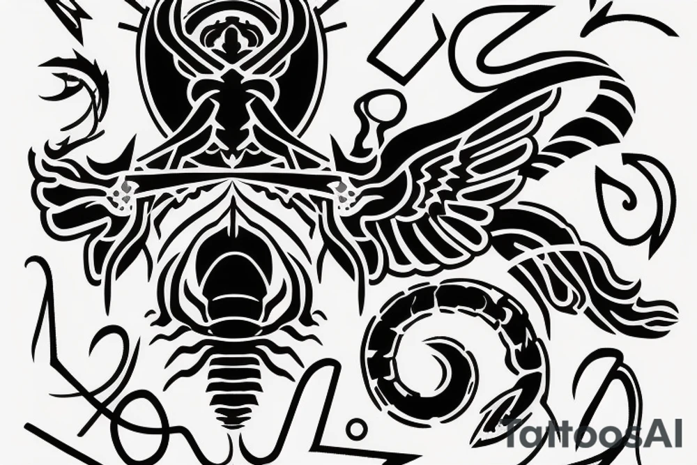 Scorpio zodiacs with letter m minimal tattoo idea