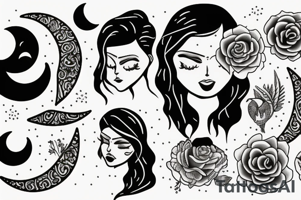 girl talking to a moon tattoo idea
