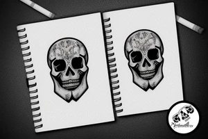 Skull smoke cigarette with pleasure face tattoo idea