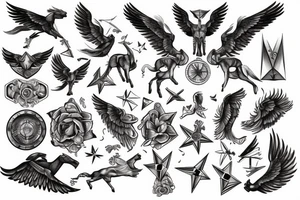 valkyrie with compass and horses tattoo idea