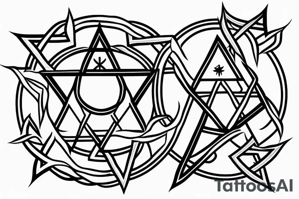 Magen david with stitches tattoo idea