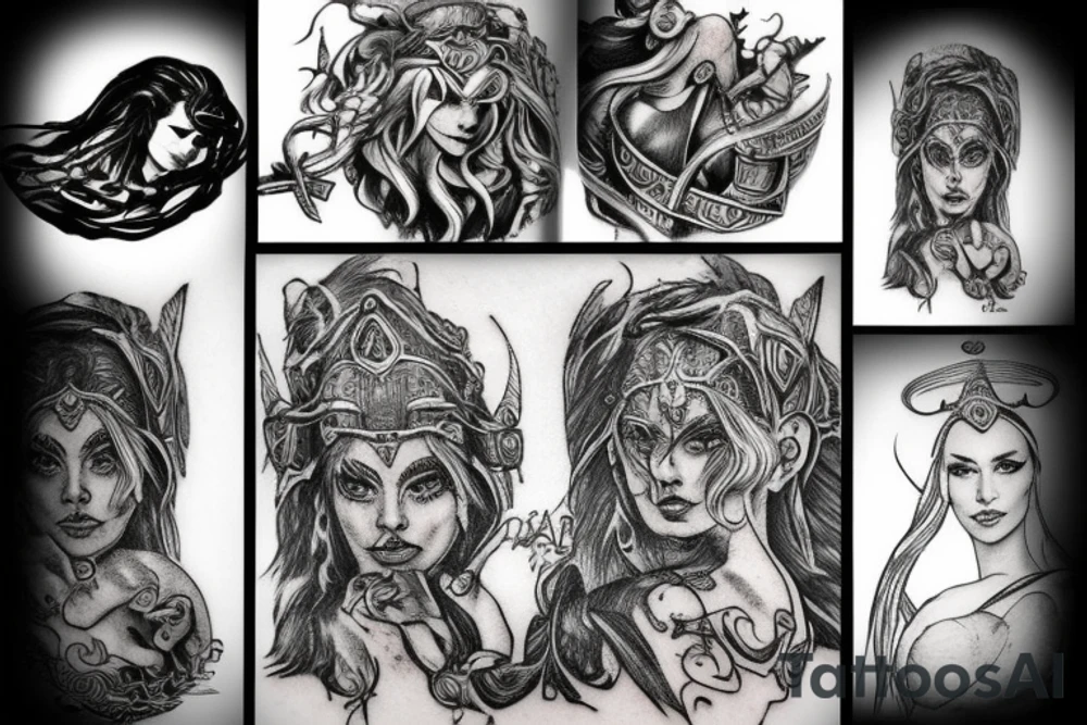 norse mythology women valkryie tattoo idea