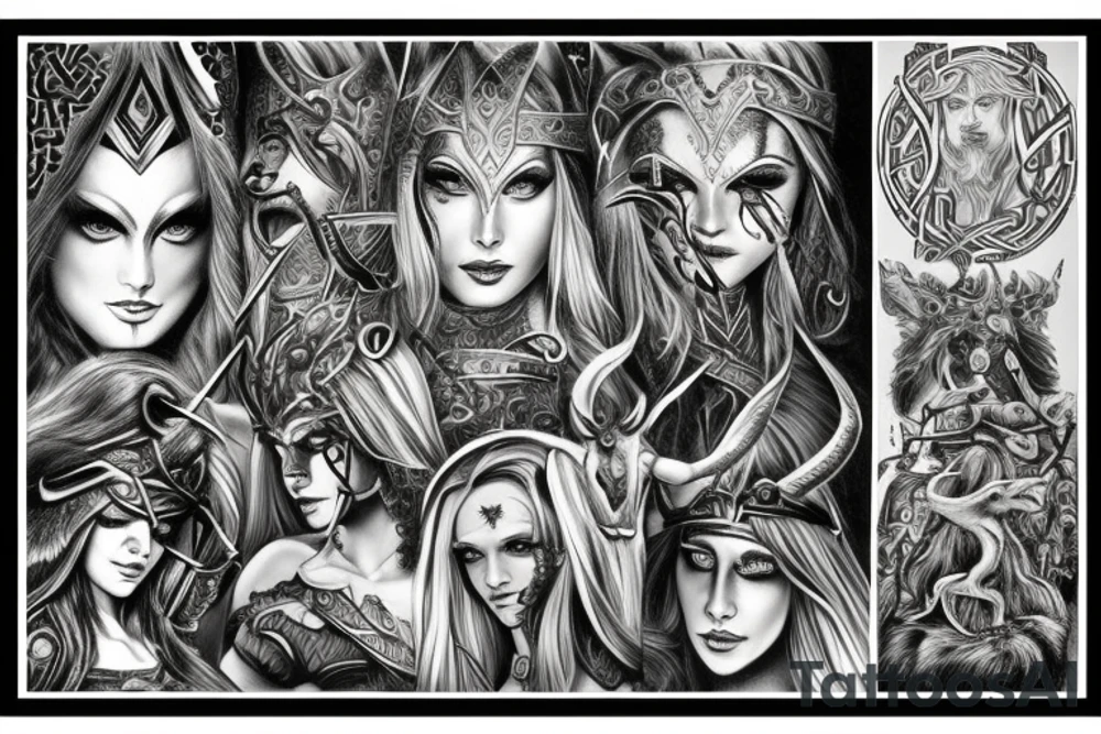 norse mythology women valkryie tattoo idea