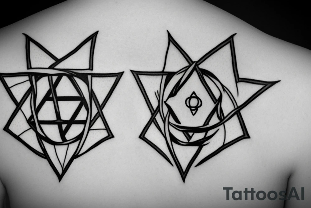 Magen david with rose and stitches tattoo idea