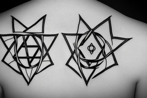 Magen david with rose and stitches tattoo idea