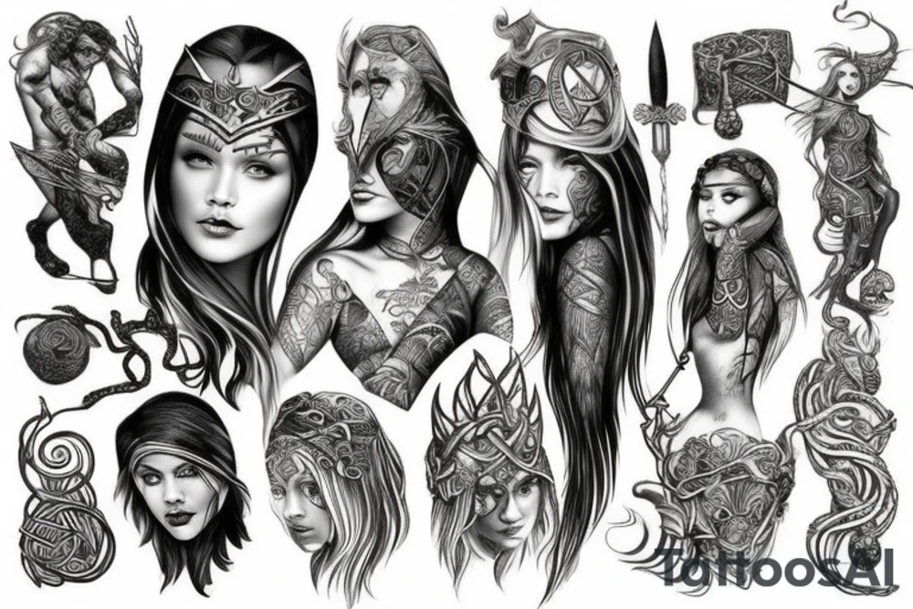 norse mythology women tattoo idea