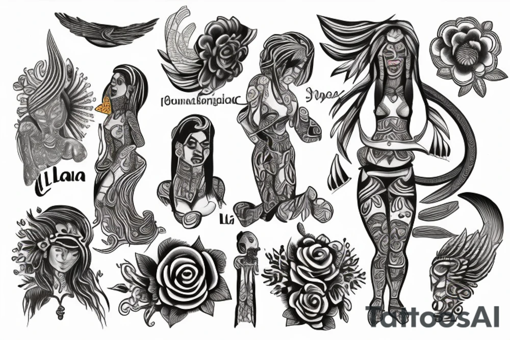 Zapotec art with the names Liliana tattoo idea