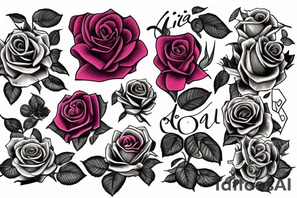 Rose with the name Liliana tattoo idea