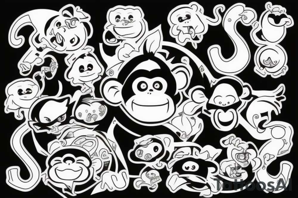 Monkey happy tattoo idea