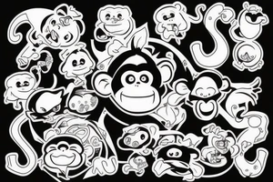Monkey happy tattoo idea