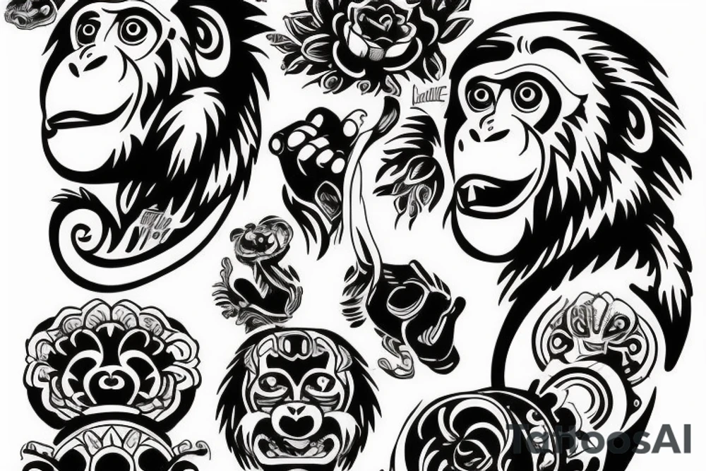 Monkey happy tattoo idea