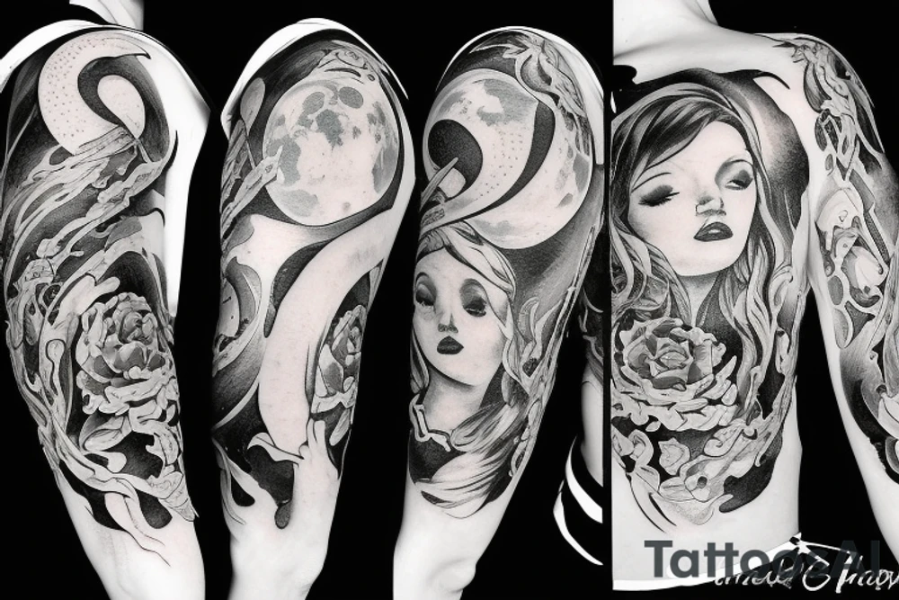 angel on the moon tattoo idea