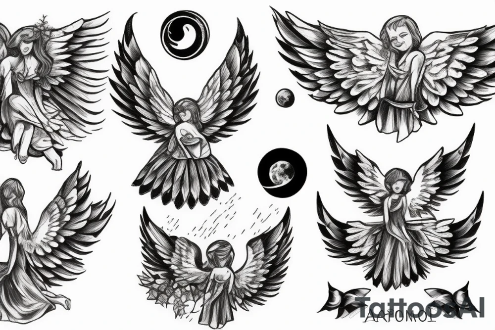 angel on the moon tattoo idea