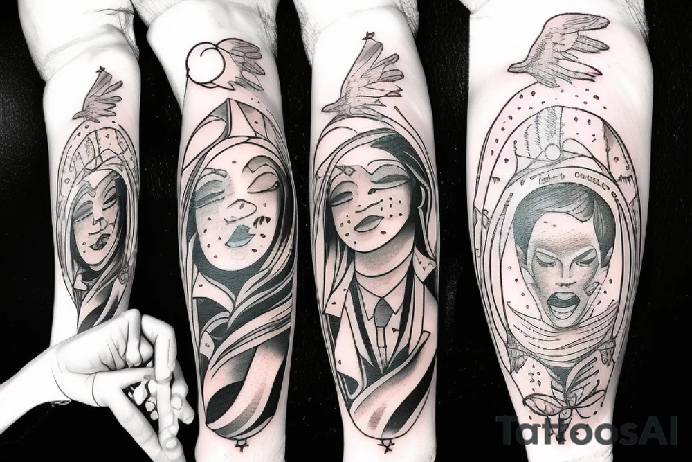 angel on the moon tattoo idea