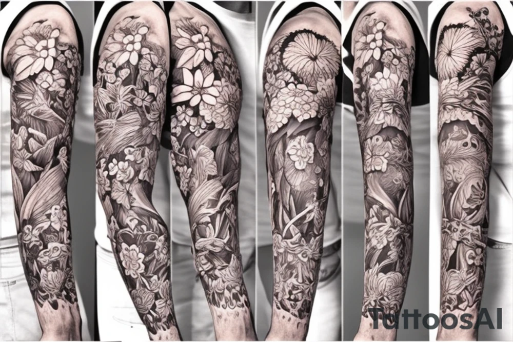 Flowers sleeve tattoo idea