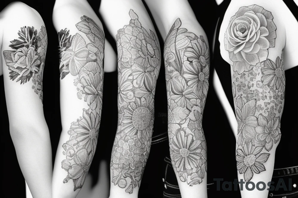 Flowers sleeve tattoo idea