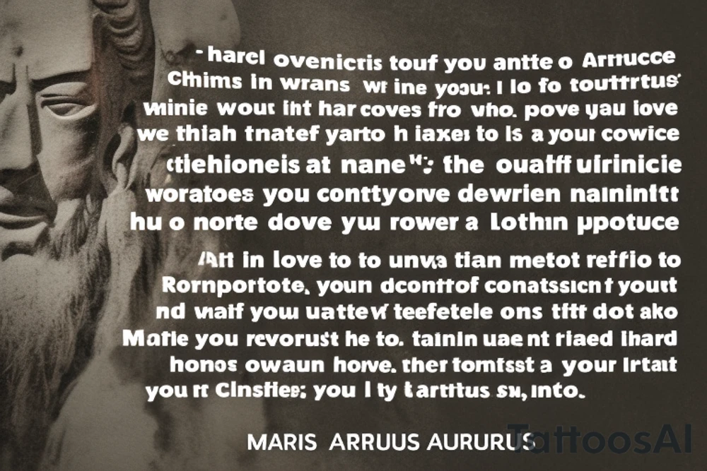 1- Include the word “Marcis” for my daughter Marine and Christine 
2- Incorporate Japanese culture 
3- I love ancient rome and the teachings and ancients wisdom Marcus Aurelius / stoicism, particularly as radical acceptance of things that are outside your control. This quote will explain it best: You have power over your mind- not outside events. realise this and you will find strength
4- I love books, reading and learning 
5- I’ve been going to therapy for a year and I learned to love and appreciate myself tattoo idea