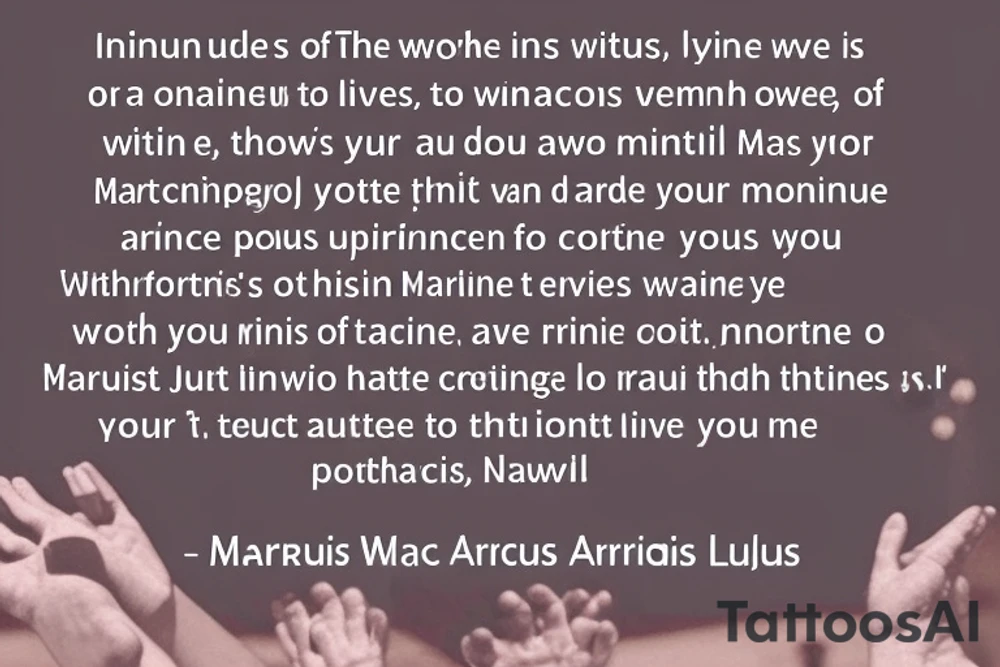 1- Include the word “Marcis” for my daughter Marine and Christine 
2- Incorporate Japanese culture 
3- I love ancient rome and the teachings and ancients wisdom Marcus Aurelius / stoicism, particularly as radical acceptance of things that are outside your control. This quote will explain it best: You have power over your mind- not outside events. realise this and you will find strength
4- I love books, reading and learning 
5- I’ve been going to therapy for a year and I learned to love and appreciate myself tattoo idea