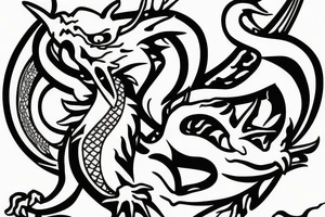 Angry Dragon with a trident tattoo idea