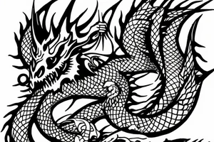 Angry Dragon with a trident tattoo idea