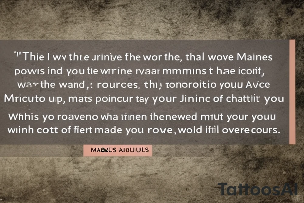 1- Include the word “Marcis” for my daughter Marine and Christine 
2- Incorporate Japanese culture 
3- I love ancient rome and the teachings and ancients wisdom Marcus Aurelius / stoicism, particularly as radical acceptance of things that are outside your control. This quote will explain it best: You have power over your mind- not outside events. realise this and you will find strength
4- I love books, reading and learning 
5- I’ve been going to therapy for a year and I learned to love and appreciate myself tattoo idea