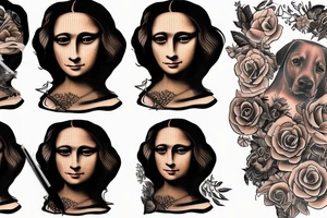 black dog with mona lisa tattoo idea