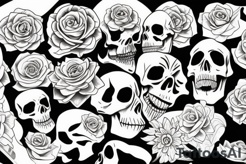 skull flower tattoo idea