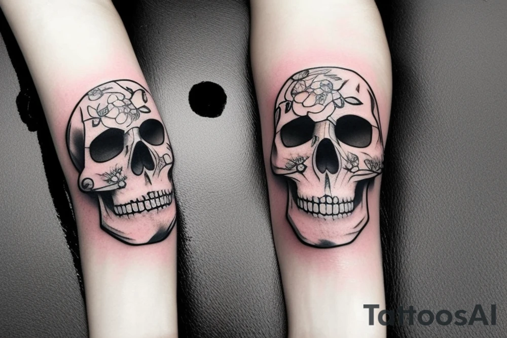skull flower tattoo idea