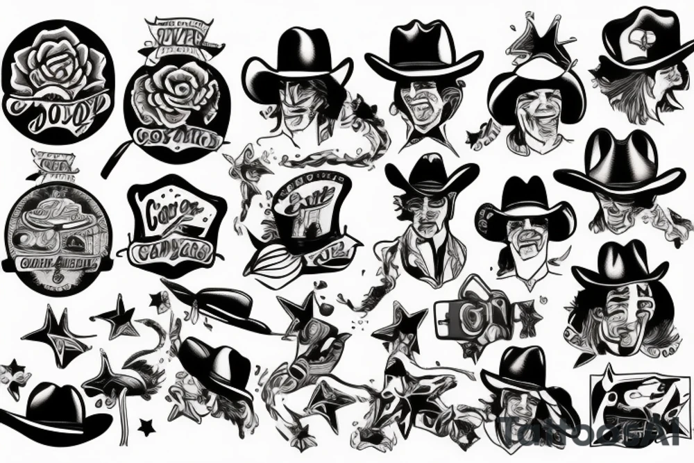 Cowboy American traditional tattoo idea