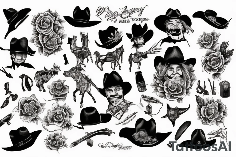 Cowboy American traditional tattoo idea