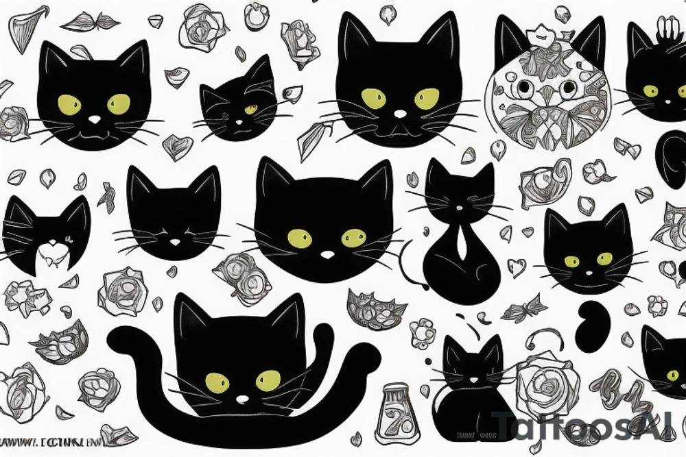 Black cat mixed with a B tattoo idea