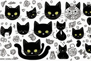 Black cat mixed with a B tattoo idea
