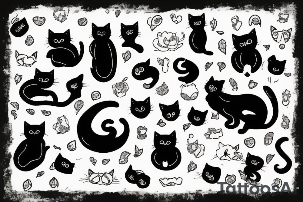 Black cat mixed with a B tattoo idea