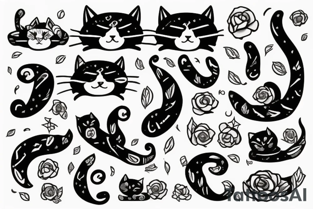 Cat from line mixed with a capital letter B tattoo idea