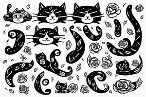 Cat from line mixed with a capital letter B tattoo idea