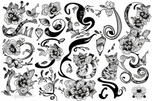 Cat from line mixed with a capital letter B tattoo idea