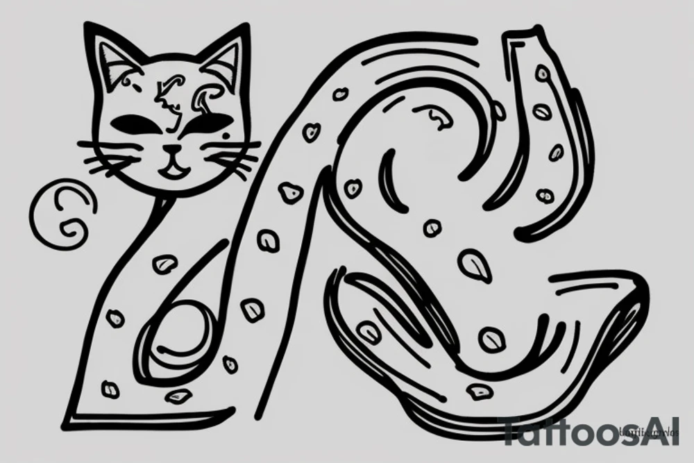 The letter B forming a cat tattoo idea