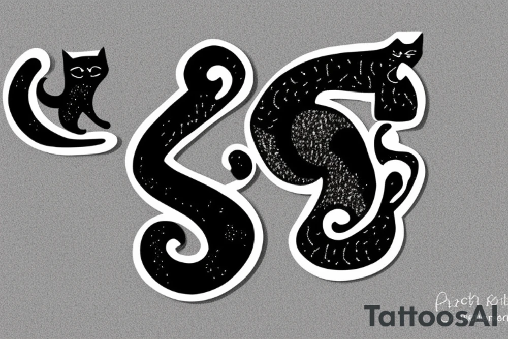 The letter B forming a cat tattoo idea