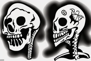 Skeleton head smoking cigarette. tattoo idea