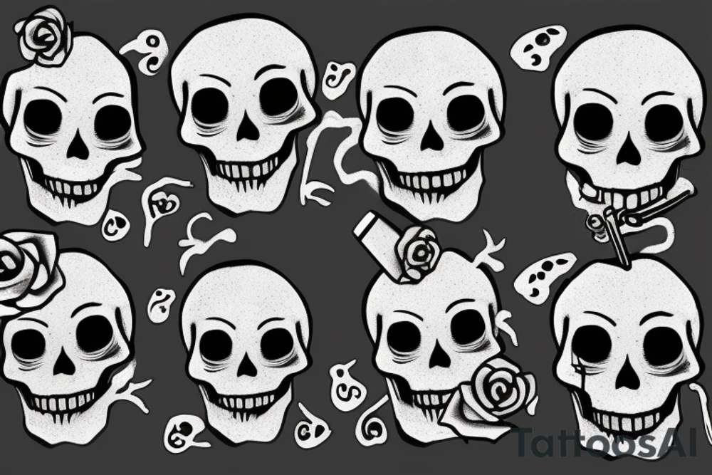 Skeleton head smoking cigarette. tattoo idea