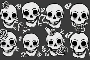 Skeleton head smoking cigarette. tattoo idea