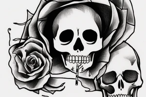 Skeleton head smoking cigarette. tattoo idea