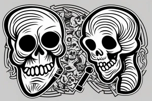 Skeleton head smoking cigarette. tattoo idea