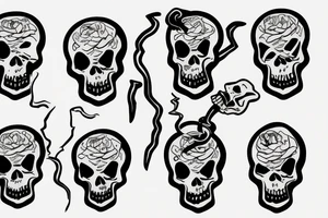 Skeleton head smoking cigarette. tattoo idea